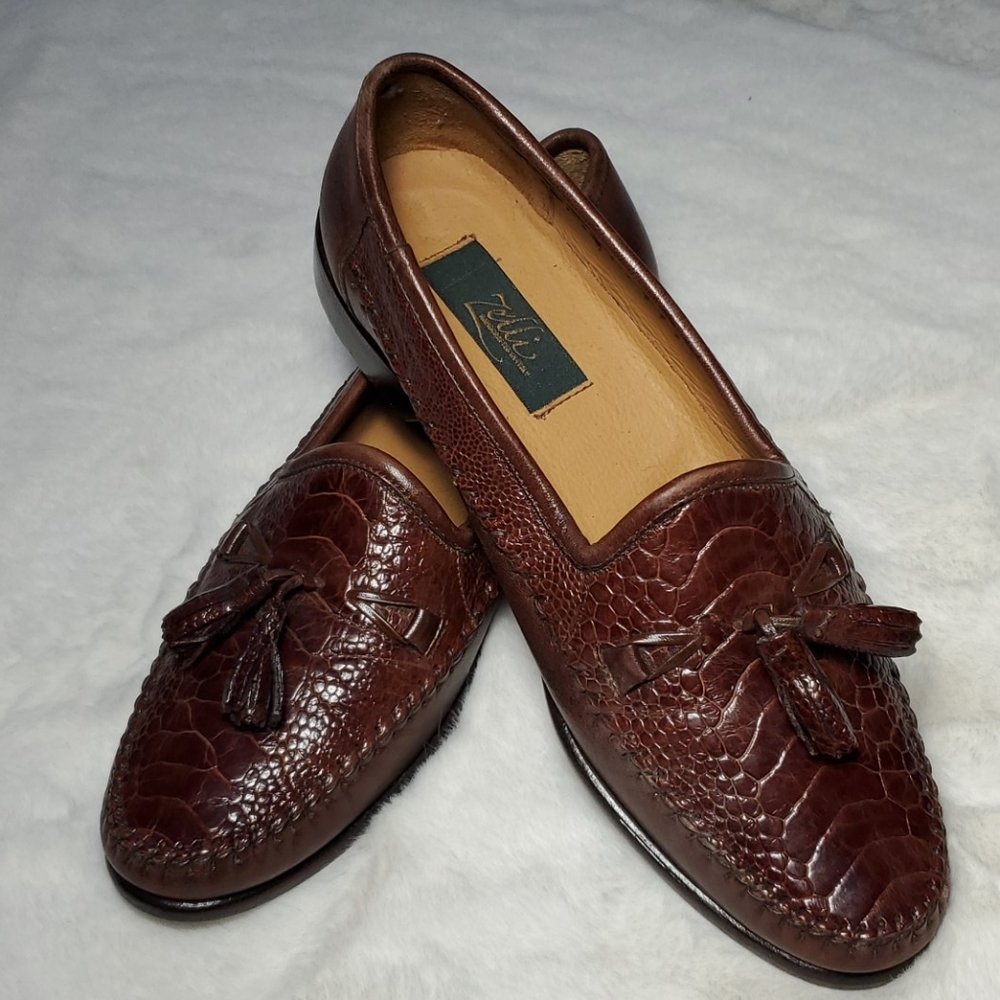 Zelli Genuine Ostrich Quill Tassel Loafer Brown